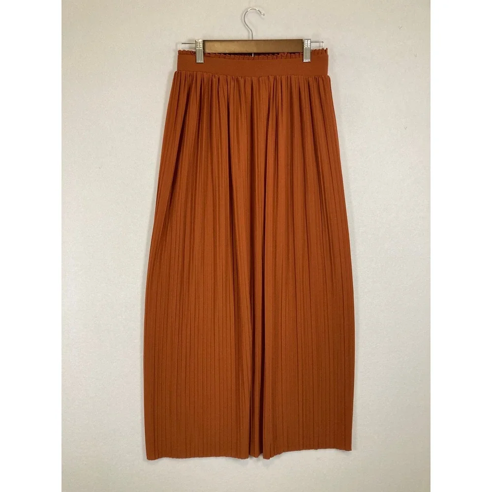 Earthy Boho Soho‎ Apparel Women M Terracotta Pleated Paperbag Waist Maxi Skirt